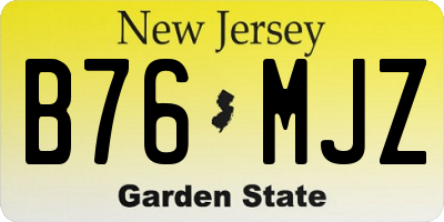 NJ license plate B76MJZ