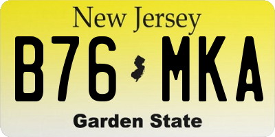 NJ license plate B76MKA