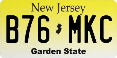 NJ license plate B76MKC