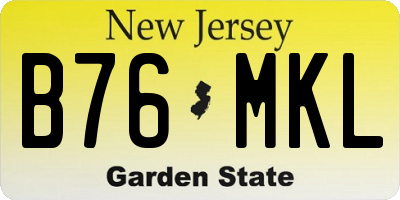 NJ license plate B76MKL