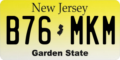 NJ license plate B76MKM