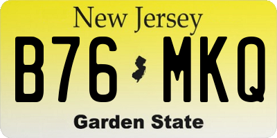NJ license plate B76MKQ