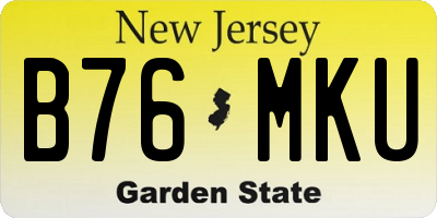 NJ license plate B76MKU