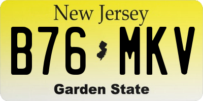 NJ license plate B76MKV