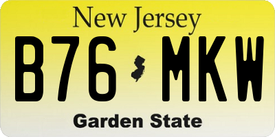 NJ license plate B76MKW