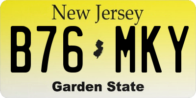 NJ license plate B76MKY