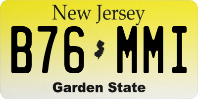 NJ license plate B76MMI