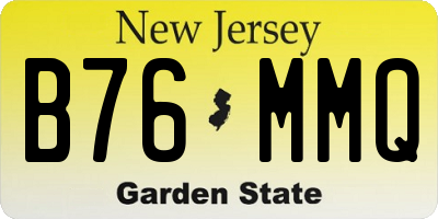NJ license plate B76MMQ