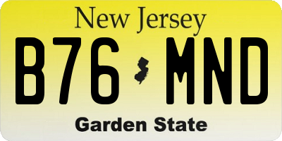 NJ license plate B76MND