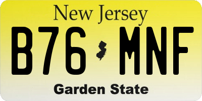 NJ license plate B76MNF