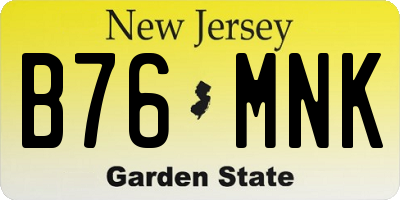 NJ license plate B76MNK