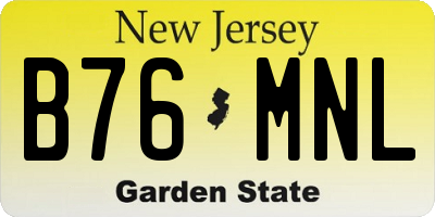 NJ license plate B76MNL