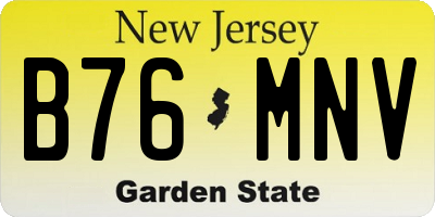 NJ license plate B76MNV