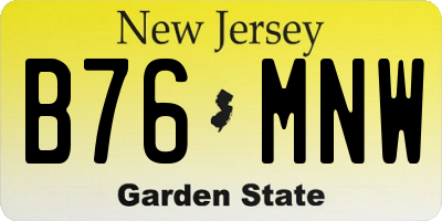 NJ license plate B76MNW