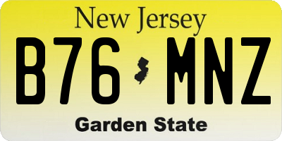 NJ license plate B76MNZ
