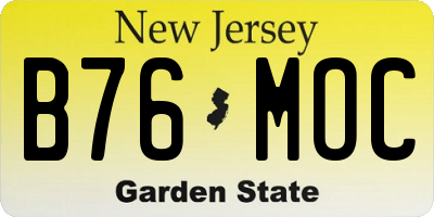 NJ license plate B76MOC