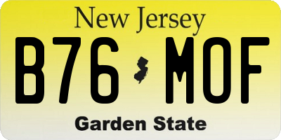 NJ license plate B76MOF