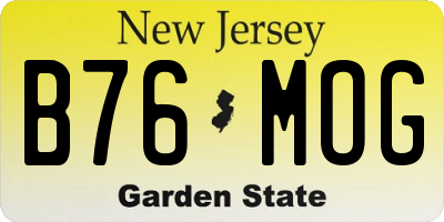 NJ license plate B76MOG