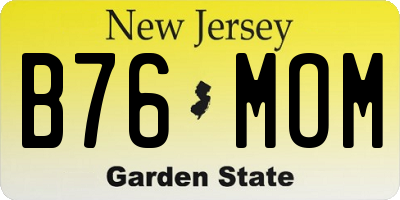 NJ license plate B76MOM