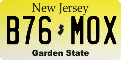 NJ license plate B76MOX