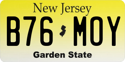 NJ license plate B76MOY