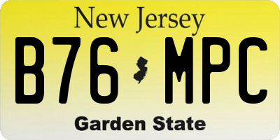 NJ license plate B76MPC