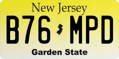 NJ license plate B76MPD