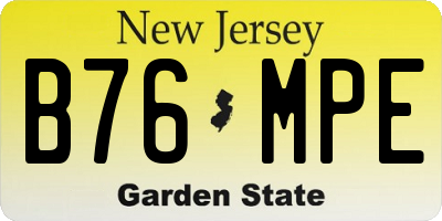 NJ license plate B76MPE