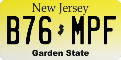 NJ license plate B76MPF