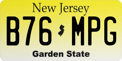 NJ license plate B76MPG