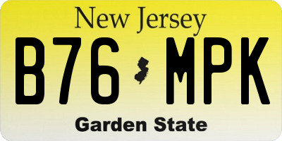 NJ license plate B76MPK