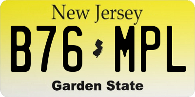 NJ license plate B76MPL