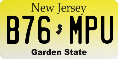 NJ license plate B76MPU