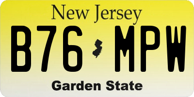 NJ license plate B76MPW