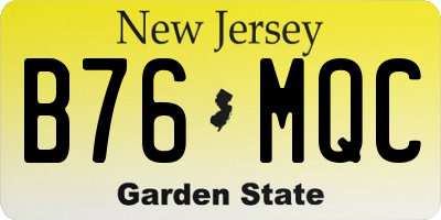 NJ license plate B76MQC
