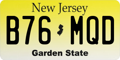 NJ license plate B76MQD