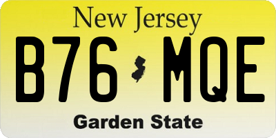 NJ license plate B76MQE
