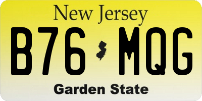 NJ license plate B76MQG
