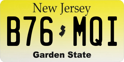 NJ license plate B76MQI