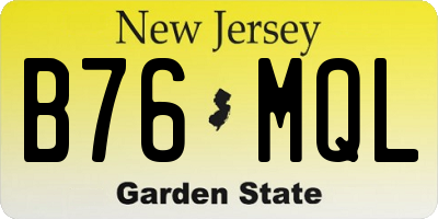 NJ license plate B76MQL