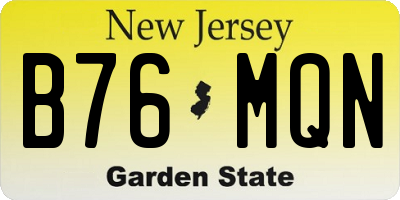 NJ license plate B76MQN