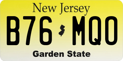 NJ license plate B76MQO