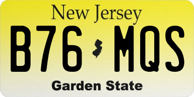 NJ license plate B76MQS