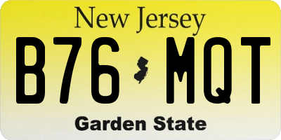 NJ license plate B76MQT
