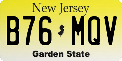 NJ license plate B76MQV