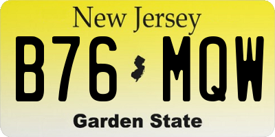 NJ license plate B76MQW