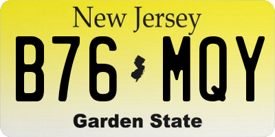 NJ license plate B76MQY