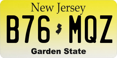 NJ license plate B76MQZ