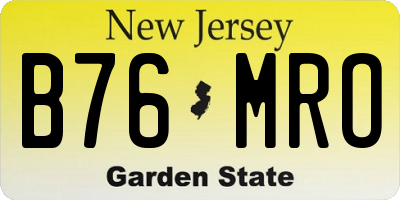 NJ license plate B76MRO