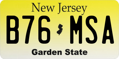 NJ license plate B76MSA